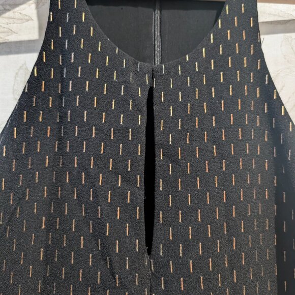 Charles Henry Halter Keyhole Dress Lined Black Gold Metallic Pattern Size 2 - Picture 12 of 13